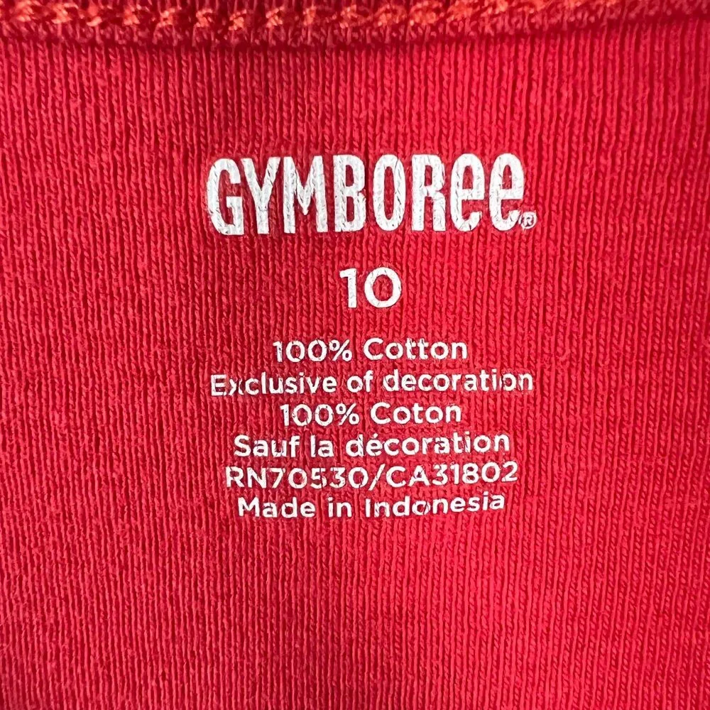 Girls Gymboree Long Sleeved Top Size 10 Red Embellished A+ Button‎ Detail